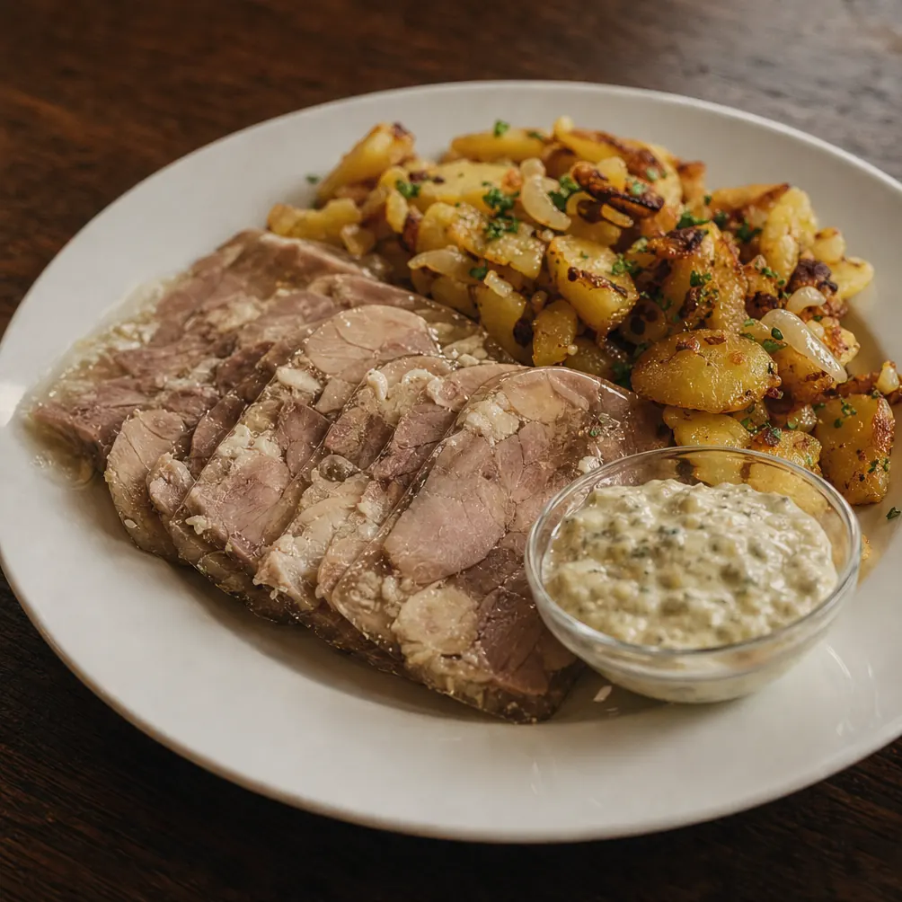 Sauerfleisch mit Bratkartoffeln und Remoulade